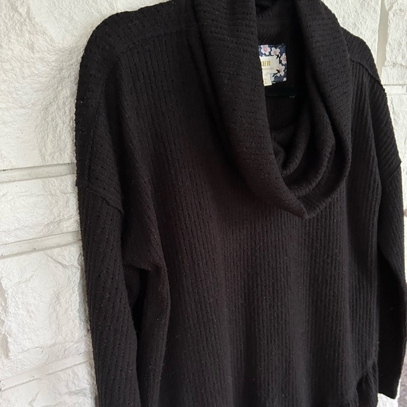 Anthropologie | Maeve Addie Ruffled Hacci Cowlneck Pullover in Black Size Small - Picture 8 of 14